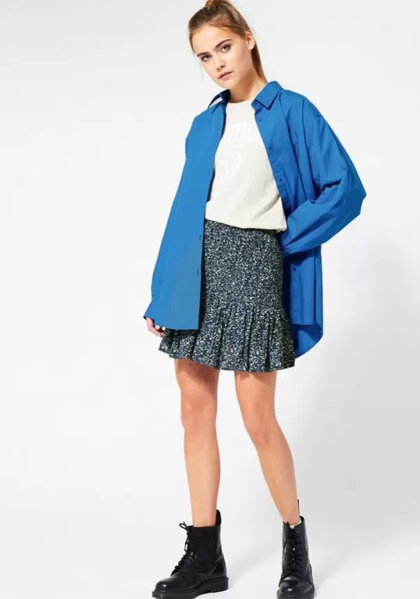 Jupes<America Today Jupe avec plis Flower/navy | Darkbrown