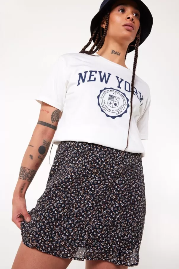 Jupes<America Today Jupe Raven Flowerblack | Orange/blue | Bottlegreen